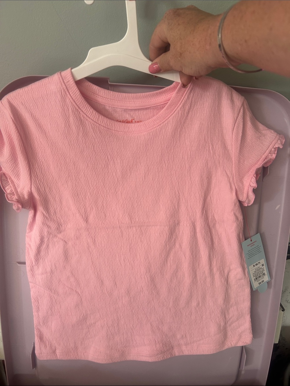 Cat & Jack Light Pink Short Sleeve Ruffle Tee